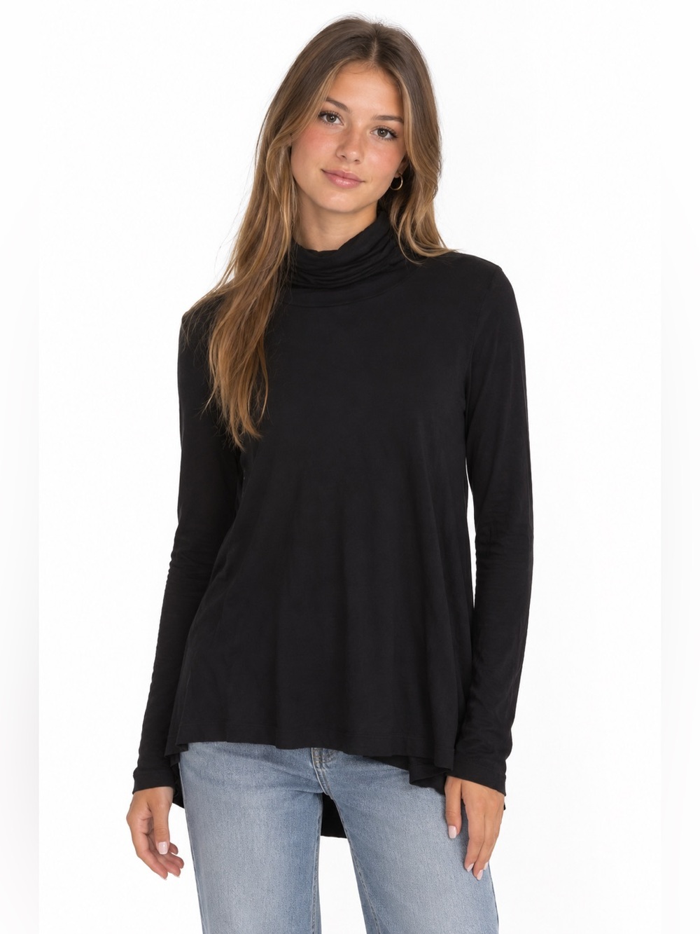 Theory Black Cowl Neck Long Sleeve Top